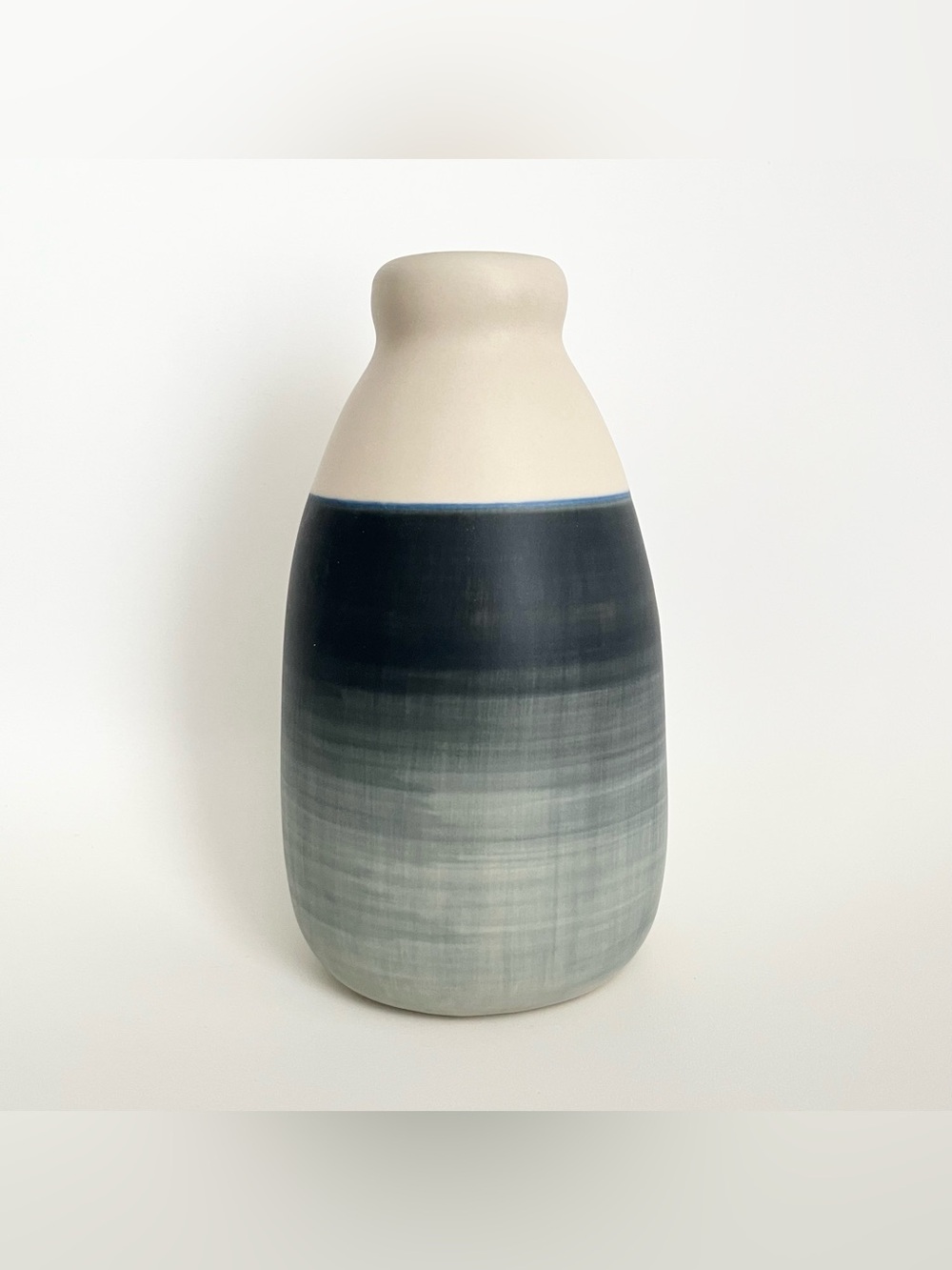 Ceramic Pottery Vase Jug from Thailand Denim Blue Minimalist Beachy Coastal